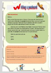 English Worksheet: Writing (2): a postcard 