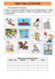 English Worksheet: FREE TIME ACTIVITIES