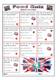 English Worksheet: British Food quiz