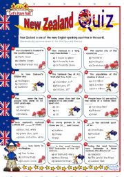 English Worksheet: New Zealand Quiz