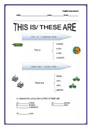 English Worksheet: THIS IS/ THESE ARE 