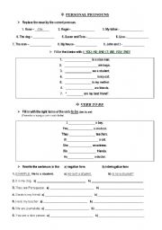 English Worksheet: Personal pronouns and verb to be