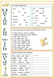 English Worksheet: HAVING FUN WITH WORDS