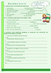 English Worksheet: Review for Intermediate Students (11th grade) + KEY - pls read details