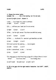English Worksheet: modals