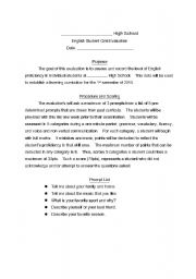 English Worksheet: Speaking Test Evaluation