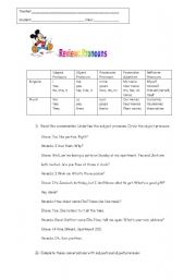 English Worksheet: Review: pronouns