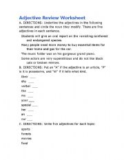 English Worksheet: Adjective Exercise