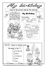 English Worksheet: My btrthday