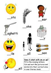 English Worksheet: sm or sp