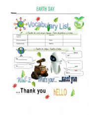 English Worksheet: Greetins - Earth Day