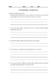 English worksheet: Fly Away Home