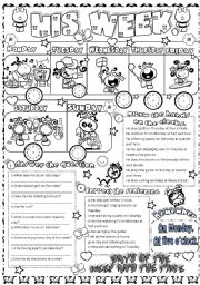 English Worksheet: his week