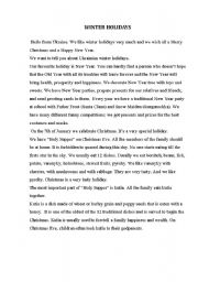 English Worksheet: Ukrainian winter holidays