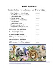 English Worksheet: Wild Animals