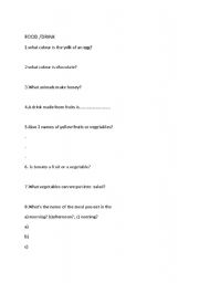 English Worksheet: food -simple questions