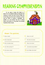 English Worksheet: reading comprehension