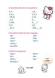 English Worksheet: Opposite adjectives