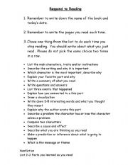 English Worksheet: Reading Responses