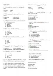 English Worksheet: When-While (Past Tenses)