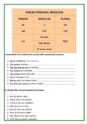 English Worksheet: ENGLISH PERSONAL PRONOUNS, TO BE, SAXON GENITIVE AND DEMONSTRATIVES