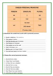 English worksheet: ENGLISH PERSONAL PRONOUNS, TO BE, SAXON GENITIVE AND DEMONSTRATIVES