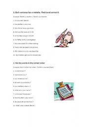 English Worksheet: Finding mistakes