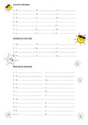 English Worksheet: days, seasons, months