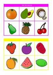 English Worksheet: Fruits Bingo (card 5 & 6 of 10) Fully Editable