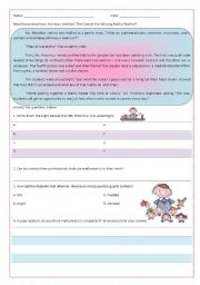 English Worksheet: Reading Comprehension