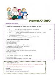 English Worksheet: Family Guy Blind Ambition Passive