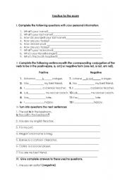 English worksheet: Verb to be and personal information practice