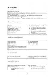 English Worksheet: in/at/on