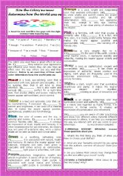 English Worksheet: HOW THE COLOURS WE WEAR DETERMINE HOW THE WORLD SEES US-GRAMMAR+SPEAKING+WRITING