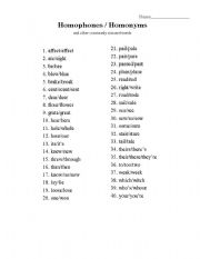 English worksheet: Homonym Packet