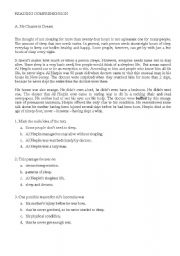 English Worksheet: READING COMPREHENSION