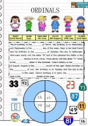 English Worksheet: Ordinals PART 1