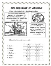 English Worksheet: The Discovery of America