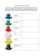 English Worksheet: Six Thinking Hats Listening Activity