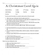 English Worksheet: A Christmas Carol - Quiz