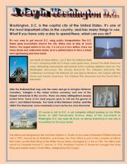 English Worksheet: VISIT WASHINGTON D.C. IN ONE DAY !!!!