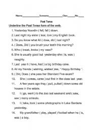 English worksheet: Past Tense