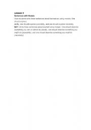 English worksheet: Writing sentence with modals