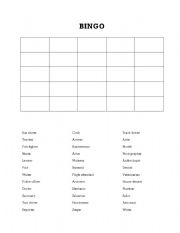 English Worksheet: Occupation BINGO