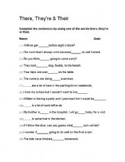 English Worksheet: They, Theyre and Their