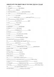 English Worksheet: The verbs to be and to have got