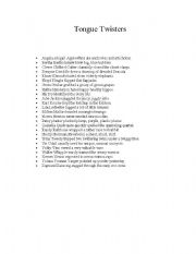 English Worksheet: Tongue Twisters