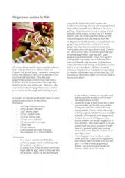 English Worksheet: gingerbread cookies for kids