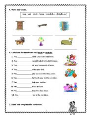 English Worksheet: must