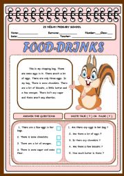 English Worksheet: food drinks